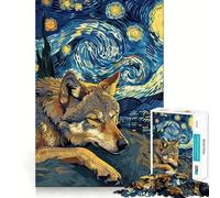 Rompecabezas para Adultos Sueños de Lobo bajo el Cielo Estrellado de 1000 Piezas Juego de estimulación cognitiva Diseño Ajustado sin Huecos Regalo de cumpleaños Juguete para ejercitar la Mente
