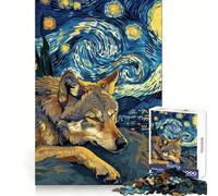 Rompecabezas para Adultos Sueños de Lobo bajo un Cielo Estrellado de 1000 Piezas Desarrolla la Capacidad analítica, es Ideal para Relajarse y como Regalo de Invierno (38x26cm)