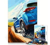 Rompecabezas para Adultos: SUV Azul en Carretera sinuosa, 1000 Piezas, para Practicar el razonamiento, Actividad de Ocio, Bordes, Regalo navideño (38x26cm)