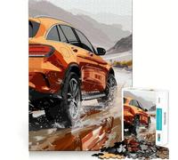 Rompecabezas para Adultos SUV Naranja conduciendo por un Camino de Tierra, 1000 Piezas Juguete para ejercitar la Mente Divertido y Relajante Regalo Ideal para Las Fiestas (50x75cm)