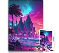 Rompecabezas para Adultos Synthwave Beach Sunset de 1000 Piezas, Juego de Aprendizaje, desafío Mental, Sorpresa para Celebraciones, tamaño 38x52cm