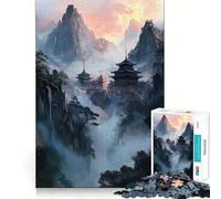 Rompecabezas para Adultos Templos en la Cima de la montaña de 1000 Piezas Juguete para ejercitar la Mente, Alivio del estrés, diseño para armar, un Regalo Encantador (38x52cm)