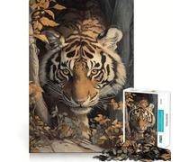 Rompecabezas para Adultos Tiger in The Woods de 1000 Piezas Juguete de Habilidad para armar Lentamente Colección de Piezas de Arte con Cortes precisos 50x75cm