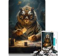 Rompecabezas para Adultos Tiger Poker de 1000 Piezas, Juego Familiar, Regalo de cumpleaños Desafío, dificultad Alta, 50x75cm