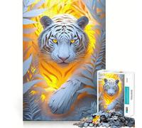 Rompecabezas para Adultos Tiger White in Jungle de 1000 Piezas Juego Mental Regalo Ideal Troquelado de Alta precisión Actividad Relajante para Grupos en Interiores (50x75cm)