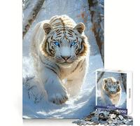 Rompecabezas para Adultos Tiger White in Winter Forest (38x26cm) - 1000 Piezas - Bienestar Mental - Actividad Serena - Bordes definidos