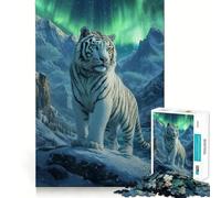 Rompecabezas para Adultos Tigre Blanco en Las Montañas Nevadas de 1000 Piezas Juego Mental Regalo Ideal Troquelado de Alta precisión Actividad Relajante para Grupos en Interiores (38x26cm)
