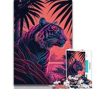 Rompecabezas para Adultos, Tigre y Naturaleza, retrowave, para Adolescentes, 1000 Piezas, para Entrenar tu Cerebro y Tus Manos, Regalo de cumpleaños, 50x75cm