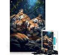 Rompecabezas para Adultos Tigresa y Amantes del Tigre de 1000 Piezas Juego Inteligente para aliviar el estrés Un Regalo entrañable 38x52cm