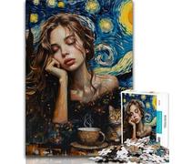 Rompecabezas para Adultos Tomando café en el Cielo Nocturno 1000 Piezas para Adultos y Adolescentes un Juego desafiante y Familiar Que interactúa Entre Padres e Hijos (26x38cm)