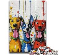 Rompecabezas para Adultos Tres Perros Felices Ayudan al Cerebro a ejercitar Juguetes adictivos para Cultivar la Paciencia Adecuado para Parejas 50x75cm