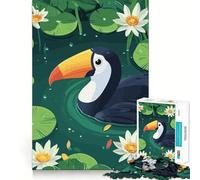 Rompecabezas para Adultos Tucán en un Estanque de nenúfares de 1000 Piezas Juguete para ejercitar la Mente, diseño Relajante, Ideal para armar Navidad 50x75cm