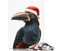Rompecabezas para Adultos: Tucancito Festivo con Gorro de Papá Noel. Juego Educativo, 1000 Piezas (38 x 26 cm).