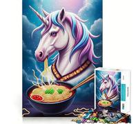 Rompecabezas para Adultos Unicornio Comiendo Ramen en la Noche,1000 Piezas,Juego de Memoria,Ajuste Firme,Montaje Seguro,Juego de construcción de Conexiones significativas (50x75cm)
