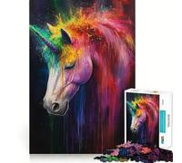 Rompecabezas para Adultos Unicornio con Polvo de Colores,1000 Piezas,Juego Mental,Regalo,Troquelado de Alta precisión,Actividad Relajante para Grupos en Interiores (50x75cm)