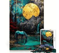 Rompecabezas para Adultos Unicornio en el Lago bajo la Luna de 1000 Piezas Mejora la Memoria Relajante y placentero Corte preciso Regalo Ideal (50x75cm)