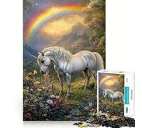 Rompecabezas para Adultos Unicornio en un Prado Floral,1000 Piezas Desarrolla la Memoria,Divertido,de Alta precisión,fácil de Aprender,para Disfrutar en Familia (38x52cm)