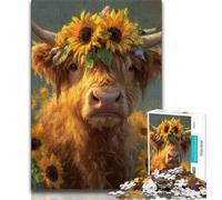 Rompecabezas para Adultos: Vacas y Girasoles de Las Tierras Altas 1000 Piezas Ideal para Adultos y Adolescentes Interacción Entre Padres e Hijos para Reducir el estrés (26x38cm)