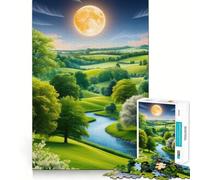 Rompecabezas para Adultos Valle Sereno a la luz de la Luna, 1000 Piezas, Juguete para ejercitar la Mente, Ideal para Relajarse y armar una Imagen, Regalo artístico (38x52cm)