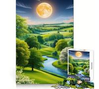 Rompecabezas para Adultos Valle Sereno a la luz de la Luna, 1000 Piezas, Juguete para ejercitar la Mente, Ideal para Relajarse y armar una Imagen, Regalo artístico (38x52cm)