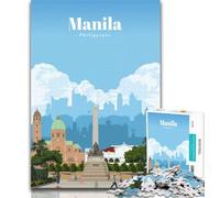 Rompecabezas para Adultos Viaje a Manila, 1000 Piezas, para Adolescentes, Juego desafiante y Familiar, interacción Entre Padres e Hijos, 75x50cm