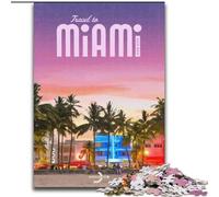 Rompecabezas para Adultos Viaje a Miami, para Mayores de 14 años Cada Pieza es única - Juego Divertido y desafiante para Toda la Familia Buen Regalo 50x75cm