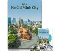 Rompecabezas para Adultos Visita la Ciudad de Ho Chi Minh Rompecabezas de 1000 Piezas para Adultos, Regalo, con póster a Juego y Hoja de Trivia para Mayores de 14 años, 26x38cm