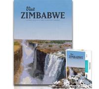 Rompecabezas para Adultos: Visita Zimbabue Rompecabezas para Adolescentes, Juego Familiar para aliviar el estrés, desafío difícil, Regalo de Amigo Secreto, 26x38cm