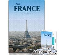 Rompecabezas para Adultos Visite Francia de 1000 Piezas Ayuda a ejercitar el Cerebro Juguetes adictivos para Cultivar la Paciencia Interacción Entre Padres e Hijos 38x26cm
