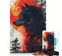 Rompecabezas para Adultos Wolf Blood Moon de 1000 Piezas,Juego de concentración Mental,Manualidades de Corte de Alta precisión,Actividad para Fortalecer los Lazos Familiares (38x52cm)