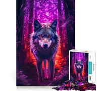 Rompecabezas para Adultos Wolf Dark Forest de 1000 Piezas,para desarrollar la Memoria,de Ajuste Estable,sin Piezas Que se muevan,Compacto y Divertido para Jugar en Familia (38x26cm)
