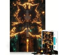 Rompecabezas para Adultos Wolf Girl Neon Katana de 1000 Piezas,Juego para estimular la Mente,diseño Ajustado sin Huecos,Regalo de cumpleaños,Juguete para ejercitar la Mente (38x52cm)