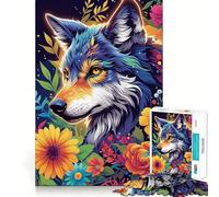 Rompecabezas para Adultos Wolf in Bloom,1000 Piezas,para desarrollar la Memoria,Ajuste Estable,sin Piezas Que se muevan,Compacto,Ideal para Jugar en Familia (50x75cm)