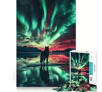Rompecabezas para Adultos Wulf Bajo Las Auroras Boreales,1000 Piezas,Juego de estimulación cognitiva,diseño de Ajuste Huecos,Regalo de cumpleaños,Juguete para ejercitar la Mente (50x75cm)