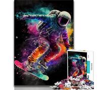 Rompecabezas para Adultos y Adolescentes 1000 Piezas Astronauta patinando en el Espacio Juego desafiante Toda la Familia 75x50cm