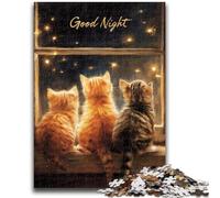 Rompecabezas para Adultos y Adolescentes, 1000 Piezas, Buenas Noches Kitty, Juguetes educativos, Juegos antiestrés, Adecuado para decoración de Escritorio, 50x75cm