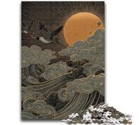 Rompecabezas para Adultos y Adolescentes, 1000 Piezas, Estilo japonés, Ondas, Ayuda a ejercitar el Cerebro, Juguetes adictivos para Cultivar la Paciencia, Adecuado para Parejas, 26x38cm