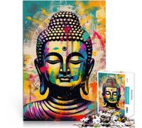 Rompecabezas para Adultos y Adolescentes 1000 Piezas Las Vibrantes visiones de Buda Hecho de Madera Apto para Personas Mayores de 14 años. Decoración artística del hogar Gran Regalo tamaño:50x75cm
