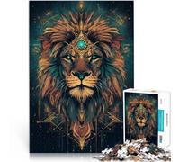 Rompecabezas para Adultos y Adolescentes 1000 Piezas León majestuoso Hecho de Papel,Apto para Mayores de 14 años. Desafío difícil para aliviar el estrés con póster y Hoja de Preguntas a Juego。
