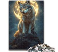 Rompecabezas para Adultos y Adolescentes, 1000 Piezas, Lobo bajo la Luna, Juego Educativo, Juguete de desafío, decoración de Pared, cumpleaños y Navidad, 50x75cm