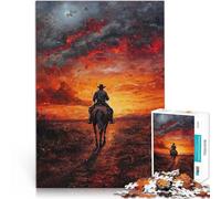 Rompecabezas para Adultos y Adolescentes 1000 Piezas Vaquero cabalgando hacia el Atardecer Apto para Personas Mayores de 14 años. Juegos Divertidos para la Familia Gran