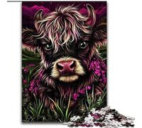 Rompecabezas para Adultos y Adolescentes: Adorable Vaca de Las Tierras Altas Juguete de Entretenimiento Familiar Toda la Familia Mayores de 14 años 26x38cm