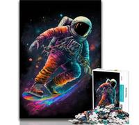 Rompecabezas para Adultos y Adolescentes: Astronauta patinando en el Espacio 1000 Piezas Juegos Divertidos Cada Pieza es única desafiante Juego Familiar 38x26cm