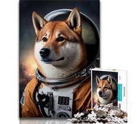 Rompecabezas para Adultos y Adolescentes: Astronauta Shiba Inu Juego desafiante para Todos para Mujeres Regalos para Hombres 38x26cm