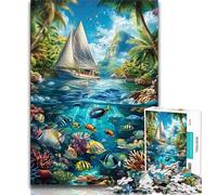 Rompecabezas para Adultos y Adolescentes: Barco navegando en el océano, desafío difícil para aliviar el estrés, interacción Entre Padres e Hijos 14 años 38x26cm