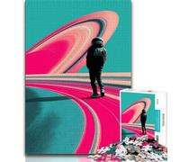 Rompecabezas para Adultos y Adolescentes de 1000 Piezas: De pie sobre el Anillo de Saturno, desafío difícil para aliviar el estrés con póster a Juego y Hoja de Trivia (75x50cm)