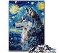 Rompecabezas para Adultos y Adolescentes de 1000 Piezas: Lobo bajo el Cielo Nocturno, Juegos de relajación, Juego Educativo para cumpleaños, Navidad y para Mayores de 14 años, 26x38cm