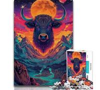 Rompecabezas para Adultos y Adolescentes de 1000 Piezas Sigpsychedelic Cow in The Mountains de 1000 Piezas para Adultos Juguetes educativos de Aprendizaje Juegos Familiares cumpleaños únicos de