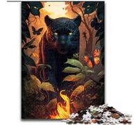 Rompecabezas para Adultos y Adolescentes de la Pantera Negra Ardiente, Apto para Mayores de 14 años Juegos educativos Regalos de Amigo Secreto tamaño 50x75cm