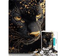 Rompecabezas para Adultos y Adolescentes de la Pantera Negra Dorada, Juego desafiante y Educativo para Toda la Familia, Ideal para cumpleaños y Navidad (75x50cm)